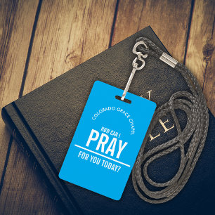 Light Blue prayer church volunteers id badge