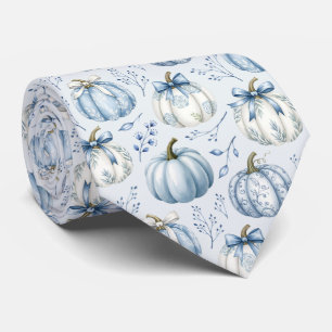 Light Blue PumpkinPattern - Neck Tie