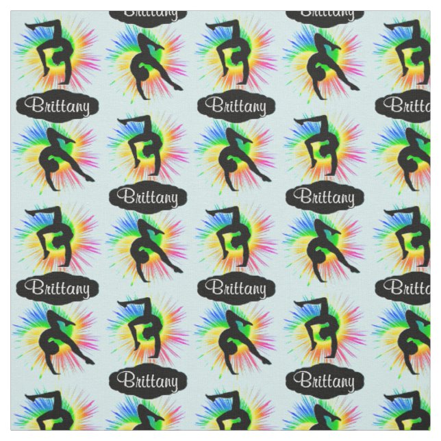 LIGHT BLUE RAINBOW PERSONALIZED GYMNASTICS FABRIC (Swatch)