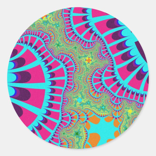 Light Blue Rainbow Remix Classic Round Sticker (Front)