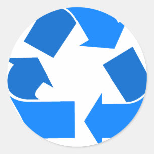 light blue recycle classic round sticker