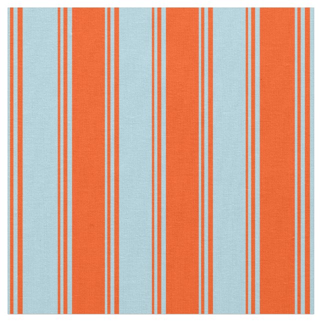 Light Blue & Red Coloured Pattern of Stripes Fabric (Close Up)