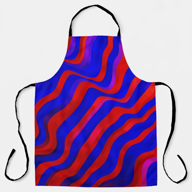 Light Blue, Red texture with wry lines. Gradient i Apron (Front)