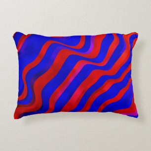 Light Blue, Red texture with wry lines. Gradient i Decorative Cushion