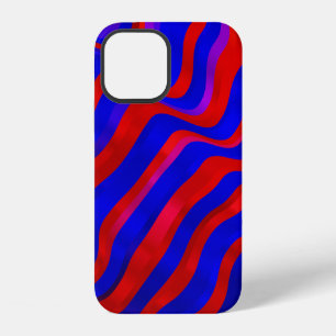 Light Blue, Red texture with wry lines. Gradient i iPhone 12 Case