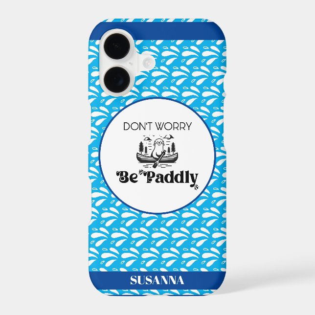 Light Blue Retro Pattern Otter Canoe Custom Name (Back)