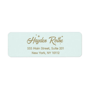 Light Blue Retro Script  Return Address Label