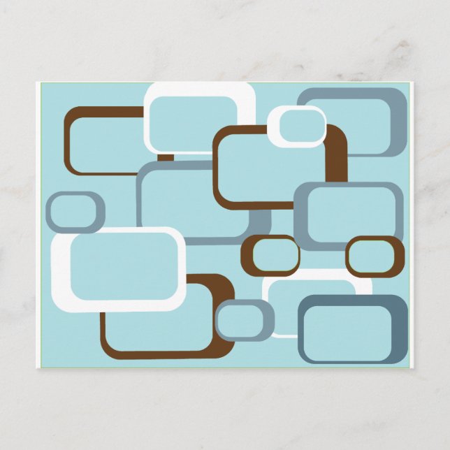 light blue retro squares postcard (Front)