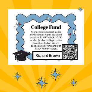 Light blue retro squiggle college Fund graduation Enclosure Card