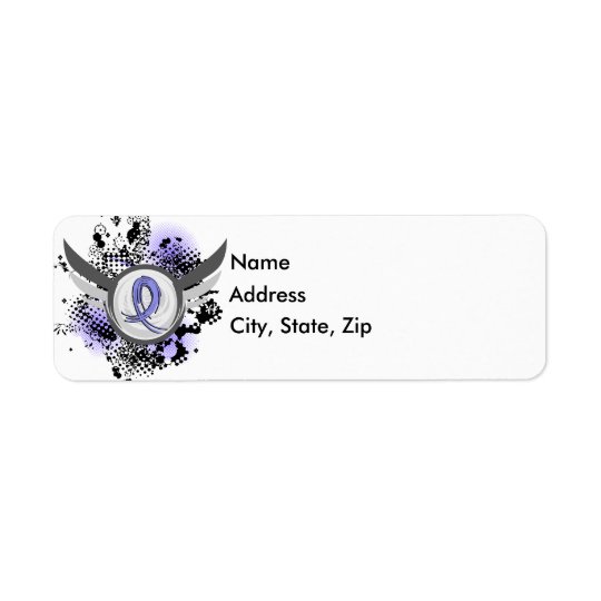 Light Blue Ribbon And Wings Prostate Cancer Return Address Label