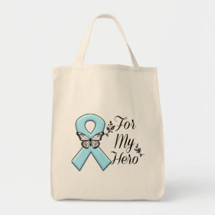 Light Blue Ribbon For My Hero Tote Bag