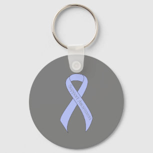 Light Blue Ribbon Support Awareness Key Ring