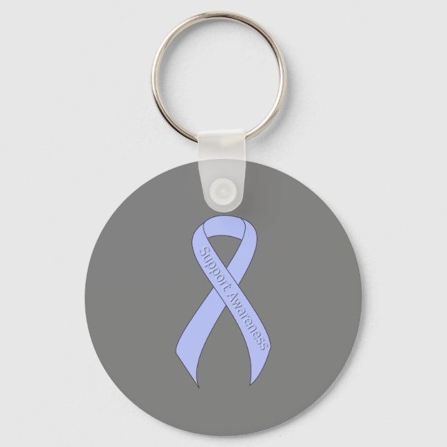 Light Blue Ribbon Support Awareness Key Ring (Front)
