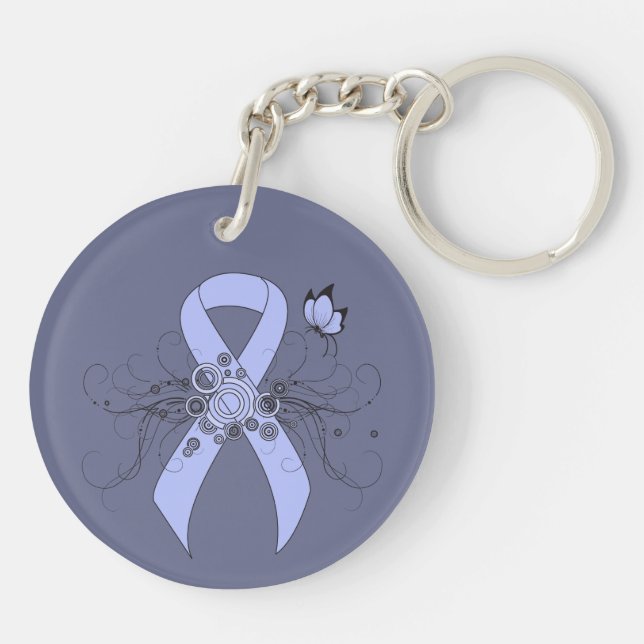 Light Blue Ribbon with Butterfly Key Ring (Back)