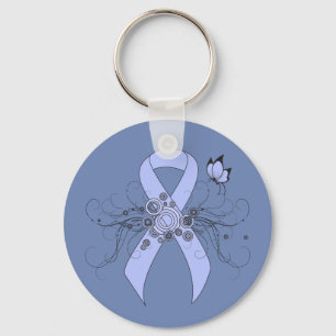 Light Blue Ribbon with Butterfly Key Ring