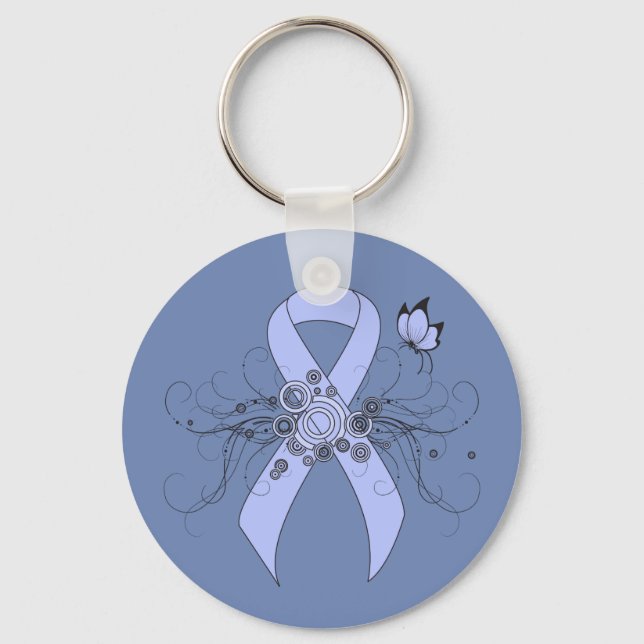Light Blue Ribbon with Butterfly Key Ring (Front)