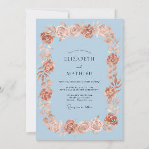 Light Blue Romantic Rose Wedding Invitation