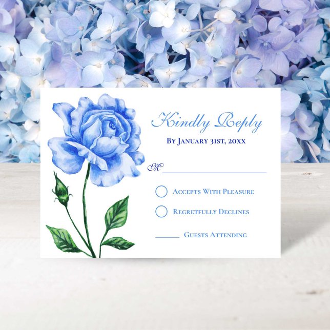 Light Blue Rose Quinceañera Response Card (Light Blue Rose Quinceañera Response Card)