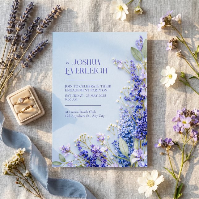 Light Blue Rustic Spring Lavender Frame Invitation (Creator Uploaded)