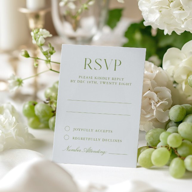 Light Blue & Sage Green Elegant Wedding RSVP Card (Light Blue & Sage Green Elegant Wedding RSVP Card)