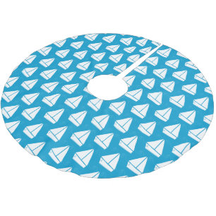 Light Blue Sailboat Pattern Brushed Polyester Tree Skirt
