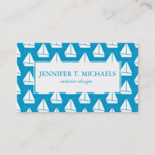 Light Blue Sailboat Pattern Business Card