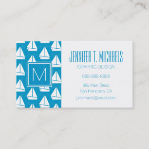 Light Blue Sailboat Pattern Business Card