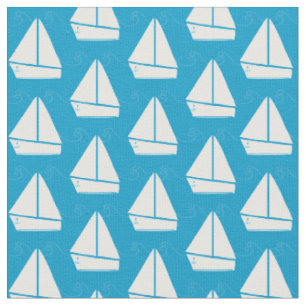 Light Blue Sailboat Pattern Fabric