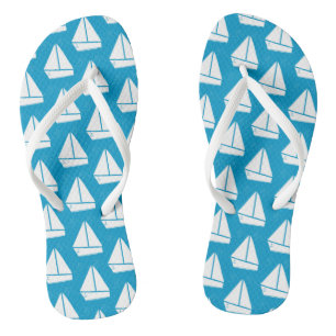 Light Blue Sailboat Pattern Thongs