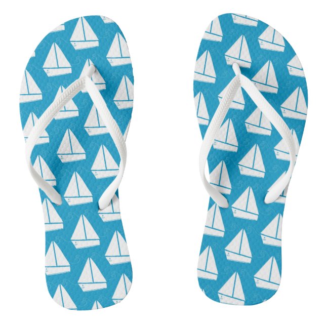 Light Blue Sailboat Pattern Thongs (Footbed)
