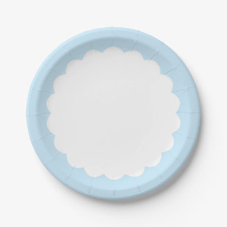 Light Blue Scallop - Customisable Paper Plate