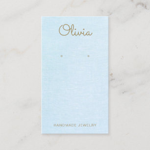 Light Blue Script  Earring Display Business Card