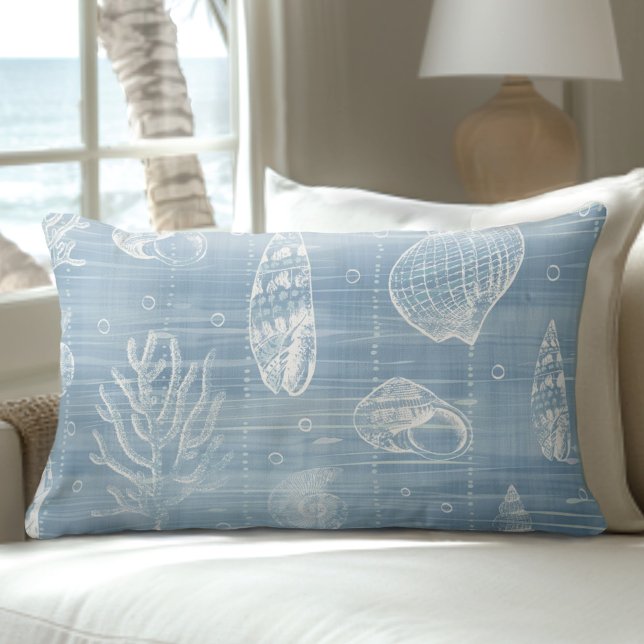Light Blue Seashells Lumbar Pillow (Creator Uploaded)