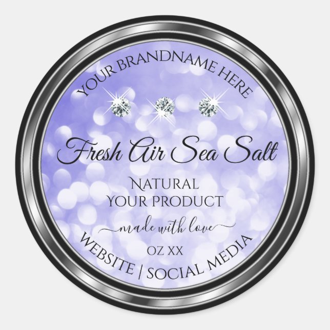 Light Blue Shimmer Glitter Product Labels Diamonds (Front)