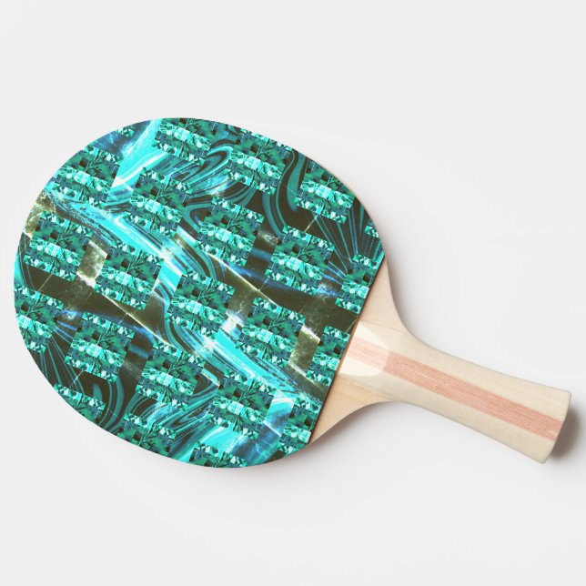 Light blue shiny, squares or image inside of grid? ping pong paddle (Back Side)
