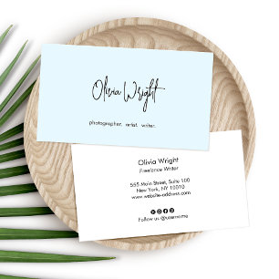 Light Blue Signature Script,  Modern Professional  Business Card
