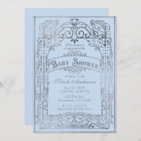 Light Blue & Silver Vintage Victorian Baby Shower