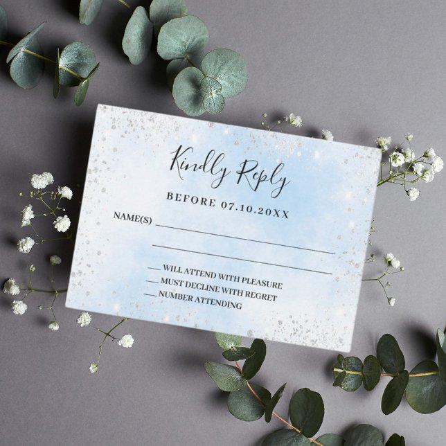 Light blue silver wedding response RSVP card (Creator Uploaded)