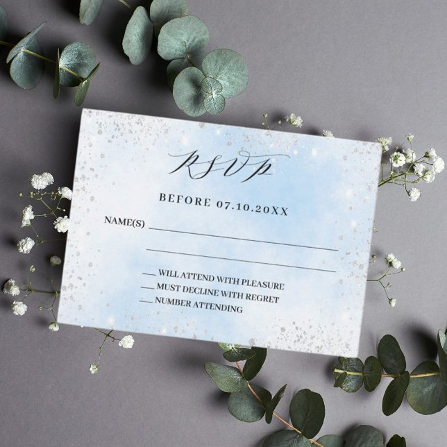 Light blue silver wedding response RSVP Card (Creator Uploaded)