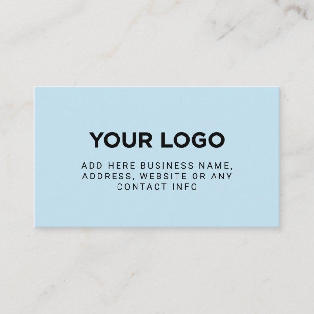 Light Blue | Simple Company Logo Business Card (Front)