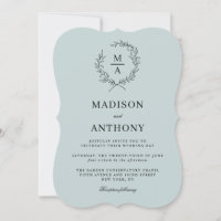 Light Blue Simple Elegant Monogram Wedding