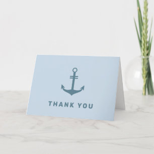 Light Blue Simple Nautical Anchor Baby Shower  Thank You Card