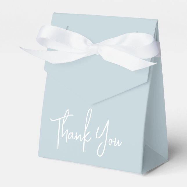 Light Blue Simple Script Thank You Favour Box (Front Side)