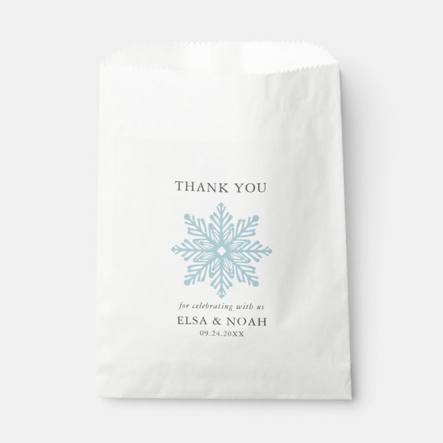 LIGHT BLUE SIMPLE SNOWFLAKE WEDDING Thank You  Favour Bag (Front)
