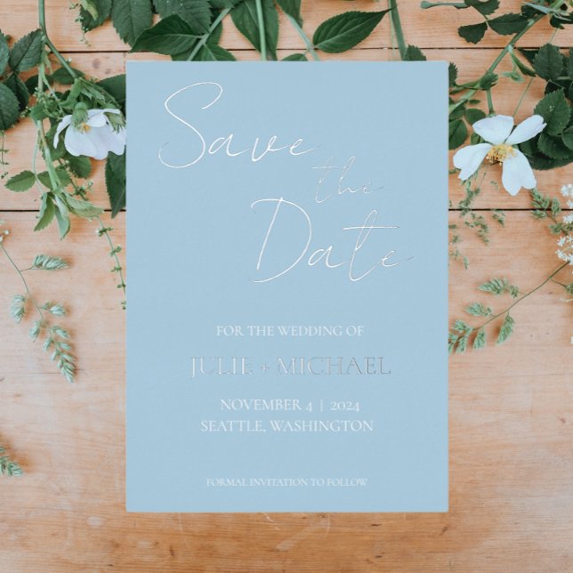 Light Blue Simple Style Wedding Save the Date (In Situ Wedding)