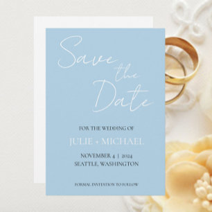 Light Blue Simple Style Wedding Save The Date