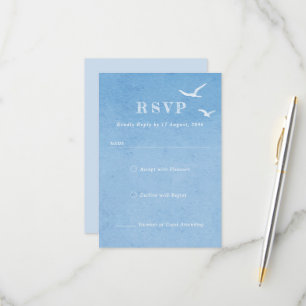 Light Blue Sky Watercolor Wedding Invitation RSVP 