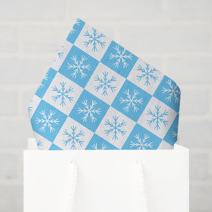 Light Blue Snowflake Chequered Pattern Christmas Tissue Paper