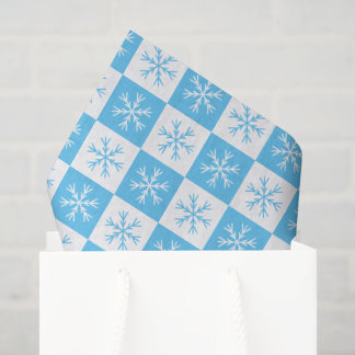 Light Blue Snowflake Chequered Pattern Christmas Tissue Paper