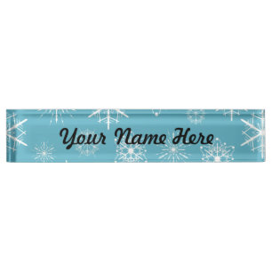 Light Blue Snowflake Christmas Design Nameplate